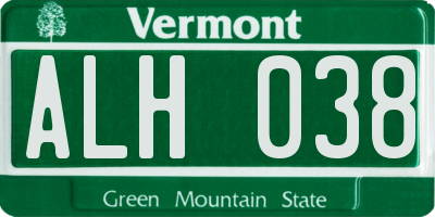 VT license plate ALH038