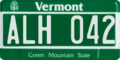 VT license plate ALH042