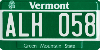 VT license plate ALH058