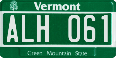 VT license plate ALH061