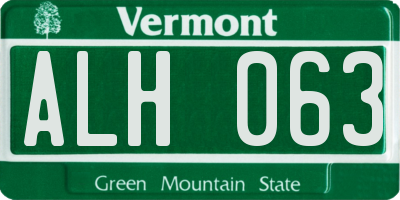 VT license plate ALH063