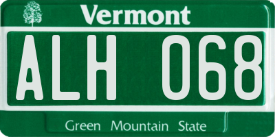 VT license plate ALH068