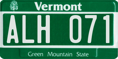 VT license plate ALH071