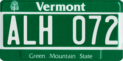 VT license plate ALH072