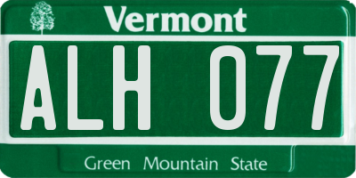 VT license plate ALH077