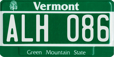 VT license plate ALH086