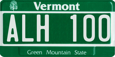 VT license plate ALH100