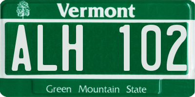 VT license plate ALH102