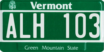 VT license plate ALH103