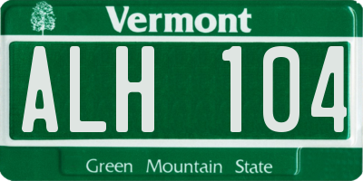 VT license plate ALH104
