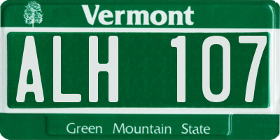 VT license plate ALH107