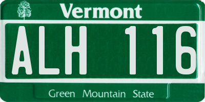 VT license plate ALH116