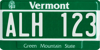 VT license plate ALH123