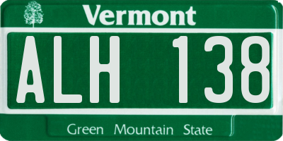 VT license plate ALH138