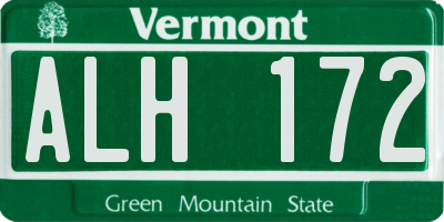 VT license plate ALH172