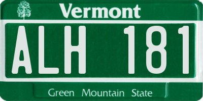 VT license plate ALH181
