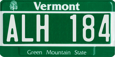 VT license plate ALH184