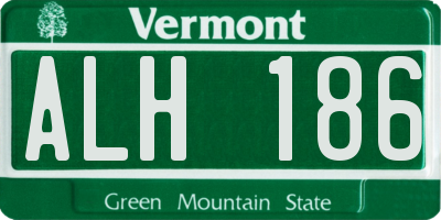 VT license plate ALH186