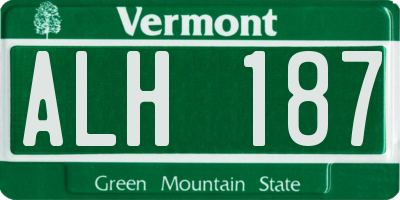 VT license plate ALH187