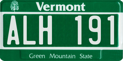 VT license plate ALH191