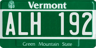VT license plate ALH192