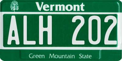 VT license plate ALH202