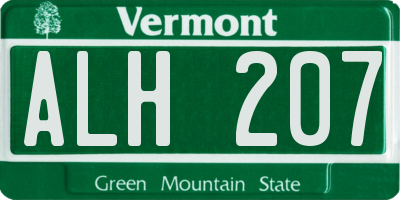 VT license plate ALH207
