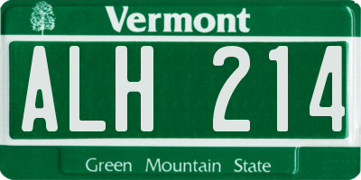 VT license plate ALH214