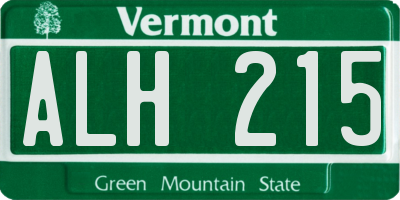 VT license plate ALH215