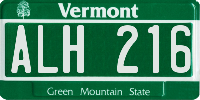 VT license plate ALH216