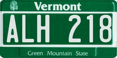 VT license plate ALH218
