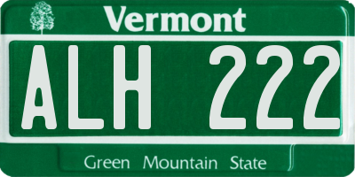 VT license plate ALH222