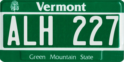 VT license plate ALH227