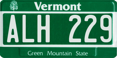 VT license plate ALH229