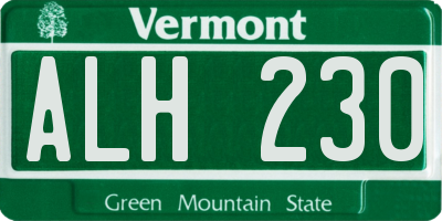 VT license plate ALH230