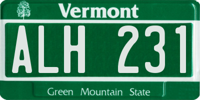 VT license plate ALH231