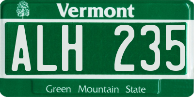 VT license plate ALH235