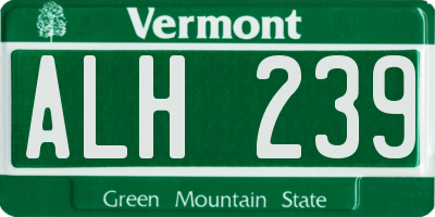 VT license plate ALH239