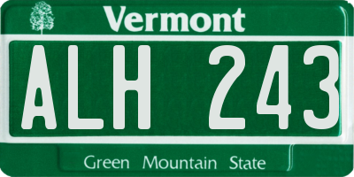 VT license plate ALH243