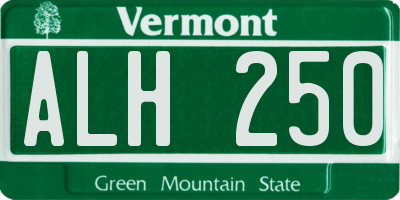 VT license plate ALH250
