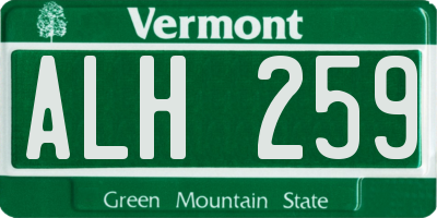 VT license plate ALH259