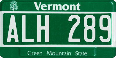 VT license plate ALH289