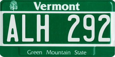 VT license plate ALH292