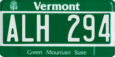 VT license plate ALH294