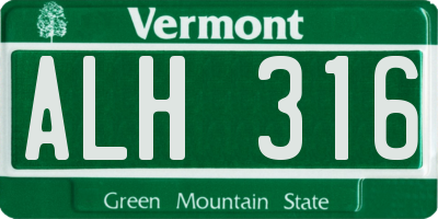 VT license plate ALH316