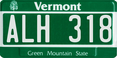 VT license plate ALH318