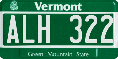 VT license plate ALH322