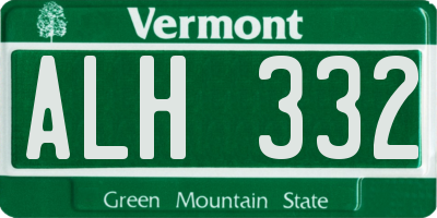 VT license plate ALH332