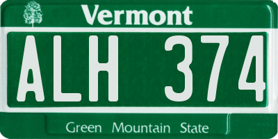 VT license plate ALH374