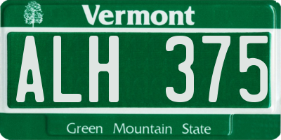 VT license plate ALH375